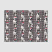 Papier Mousseline Red Grey Plaid Great Dane Chien Noël (Recto)