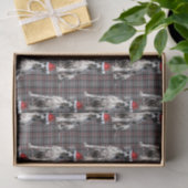 Papier Mousseline Red Grey Plaid Great Dane Chien Noël (Cadeau)