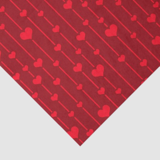 Papier Mousseline Red Hearts popular pattern, (Détail)