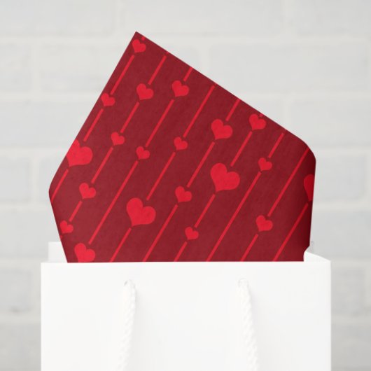 Papier Mousseline Red Hearts popular pattern, (Sac cadeau)