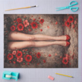 Papier Mousseline Red Heels and Poppies Decoupage (Artisanat)