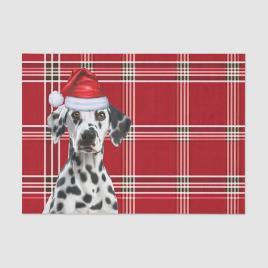 Papier Mousseline Red Holiday Plaid Christmas Dalmatian Dog Lover (Recto)