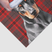 Papier Mousseline Red Holiday Plaid Doberman Pinscher Christmas (Détail)