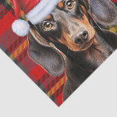 Papier Mousseline Red Holiday Plaid Smooth Coat Dachshund Christmas (Détail)