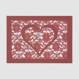 Papier Mousseline Red Lace Motif Saint Valentin