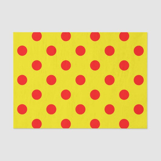 Papier Mousseline Red On Yellow Polka Dots Pattern Design (Recto)
