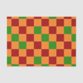 Papier Mousseline Red Orange Green Checkered Pattern Design  (Recto)