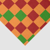 Papier Mousseline Red Orange Green Checkered Pattern Design  (Détail)