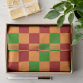 Papier Mousseline Red Orange Green Checkered Pattern Design  (Cadeau)