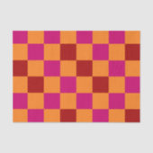 Papier Mousseline Red Orange Pink Checkered Pattern Design (Recto)