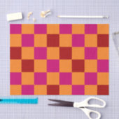 Papier Mousseline Red Orange Pink Checkered Pattern Design (Artisanat)