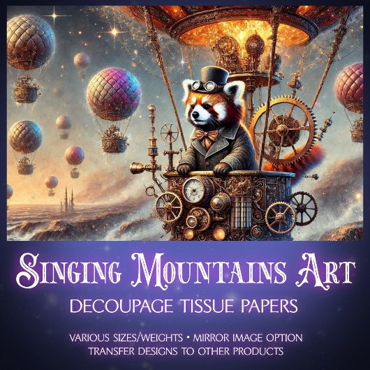 Papier Mousseline Red Panda Mécanique Gothique Wonderland Découpage