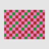 Papier Mousseline Red Pink Green Checkered Pattern Design  (Recto)