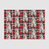 Papier Mousseline Red Plaid Alaskois Malamute Chien Noël (Recto)