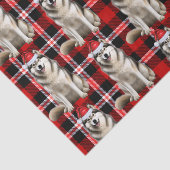 Papier Mousseline Red Plaid Alaskois Malamute Chien Noël (Détail)
