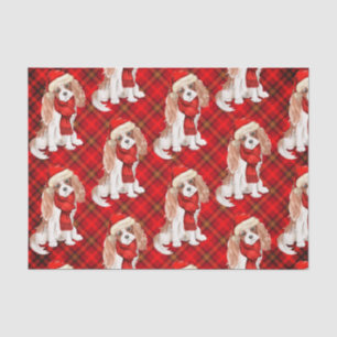Papier Mousseline Red Plaid Cavalier King Charles Chien Noël