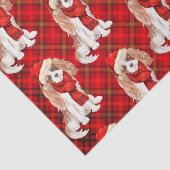 Papier Mousseline Red Plaid Cavalier King Charles Chien Noël (Détail)