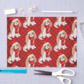 Papier Mousseline Red Plaid Cavalier King Charles Chien Noël (Artisanat)