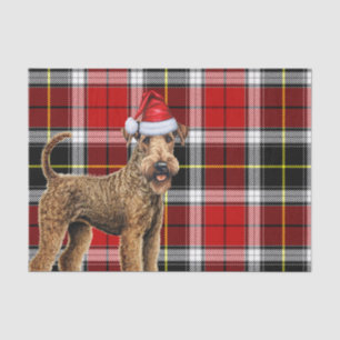 Papier Mousseline Red Plaid Christmas Airedale Terrier Dog Holiday