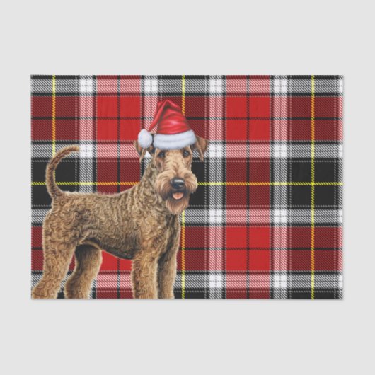 Papier Mousseline Red Plaid Christmas Airedale Terrier Dog Holiday (Recto)