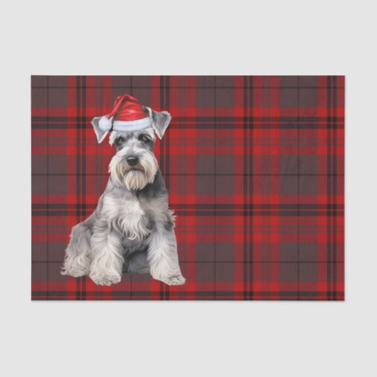Papier Mousseline Red Plaid Christmas Schnauzer Dog Holiday (Recto)