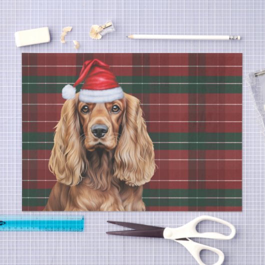 Papier Mousseline Red Plaid Cocker Spaniel Dog Christmas (Artisanat)