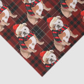 Papier Mousseline Red Plaid et English Bulldog Noël (Détail)