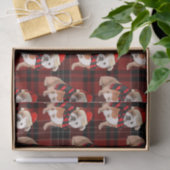 Papier Mousseline Red Plaid et English Bulldog Noël (Cadeau)