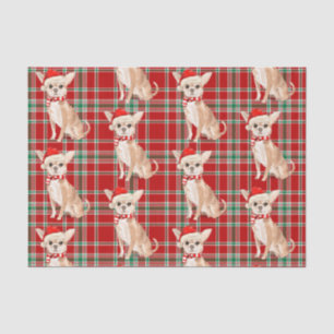 Papier Mousseline Red Plaid et Tan Chihuahua Christmas