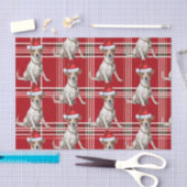 Papier Mousseline Red Plaid Jack Russell Chien Noël (Artisanat)