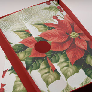 Papier Mousseline Red Poinsettia Holly Berry Festin Noël