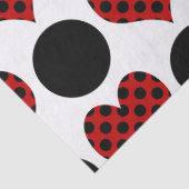Papier Mousseline Red Polka Dot Hearts et Black Circles Motif (Détail)