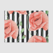 Papier Mousseline Red Poppies Black Stripes Chic (Recto)