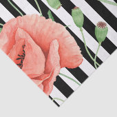 Papier Mousseline Red Poppies Black Stripes Chic (Détail)