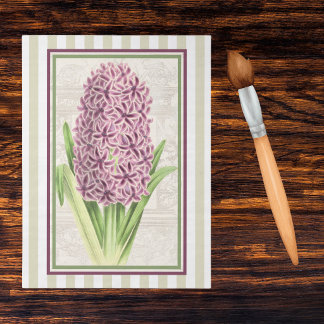 Papier Mousseline Red Purple Hyacinth n Gold Stripes Botanical Art 