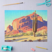 Papier Mousseline Red Rocks and Cactus par Maynard Dixon (Artisanat)