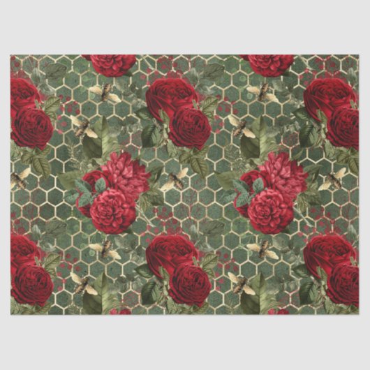 Papier Mousseline Red Rose Bee Series Design 22 papier tissu (Recto)