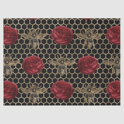 Papier Mousseline Red Rose Bee Series Design 28 (Recto)