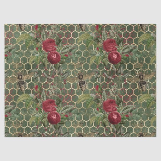 Papier Mousseline Red Rose Bee Series Design 44 (Recto)