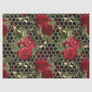 Papier Mousseline Red Rose Bee Series Design 46
