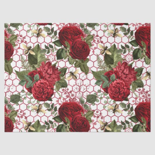Papier Mousseline Red Rose Bee Series Design 47 (Recto)