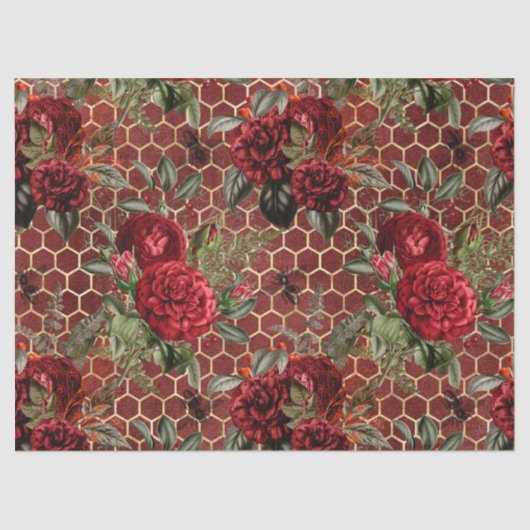 Papier Mousseline Red Rose Bee Series Design 59 (Recto)