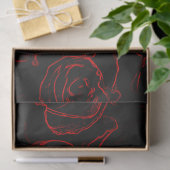 Papier Mousseline Red Roses Black Background (Cadeau)
