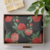 Papier Mousseline Red Roses, Black Background, (Cadeau)