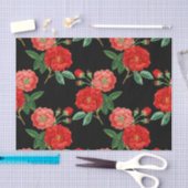 Papier Mousseline Red Roses, Black Background, (Artisanat)