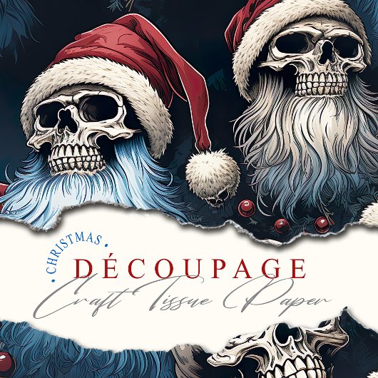 Papier Mousseline Red Santa Hats Gothique Noël Crânes de Noël