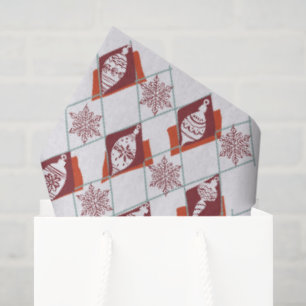 Papier Mousseline Red Snowflakes Motif de Noël