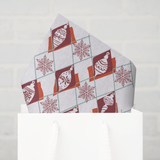 Papier Mousseline Red Snowflakes Motif de Noël (Sac cadeau)