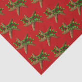 Papier Mousseline Red Starfish n Holly Motif Noël (Détail)