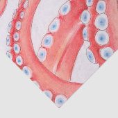 Papier Mousseline Red Tentacles Octopus Watercolor (Détail)